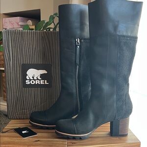 Sorel Women's Addington Tall Black Heeled Boots NEW